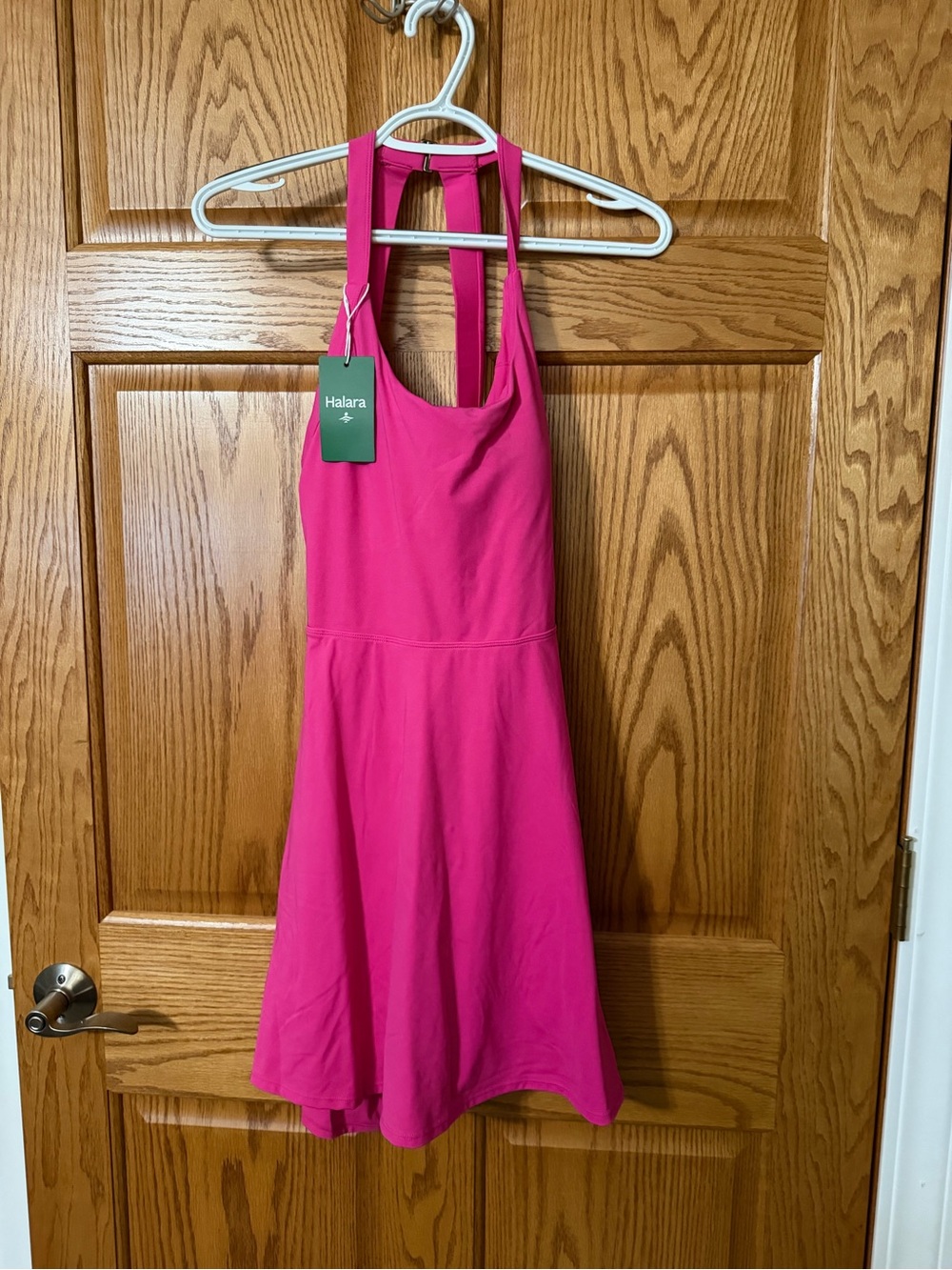 HALARA Bright Pink Racerback Fit & Flare Mini Dress